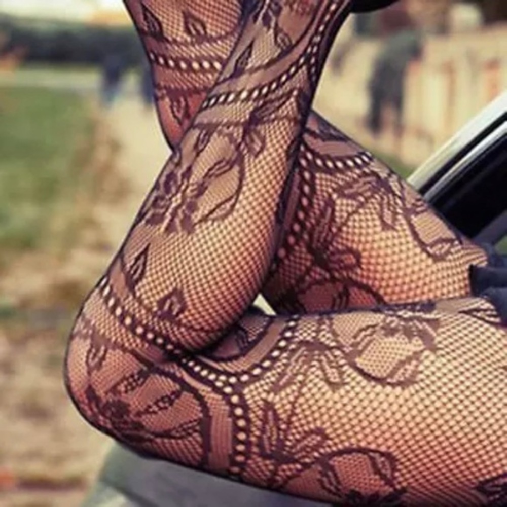 SEXY JACQUARD FISHNET STOCKINGS -BLACK FISHNET STOCKINGS-TIGHTS SHEER‎
